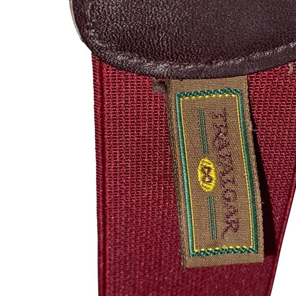 Trafalgar Cream & Burgundy Men's Suspenders With Floral Pattern & Leather points - Picture 4 of 6